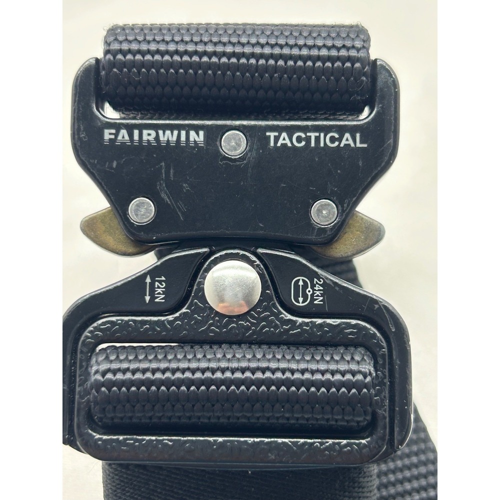 Fairwin Tactical Belt Mens Black Nylon Webbing Quick Release Metal Buckle 48 In
